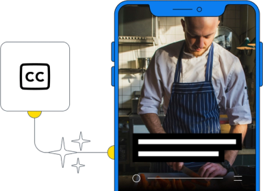Image representing autogenerated captions on a video on a mobile phone