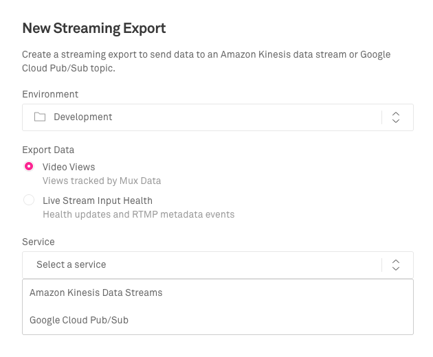 An image of New Streaming Export