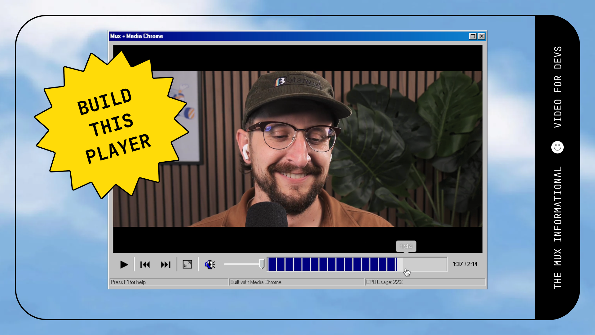 Dave in a retro style video player
