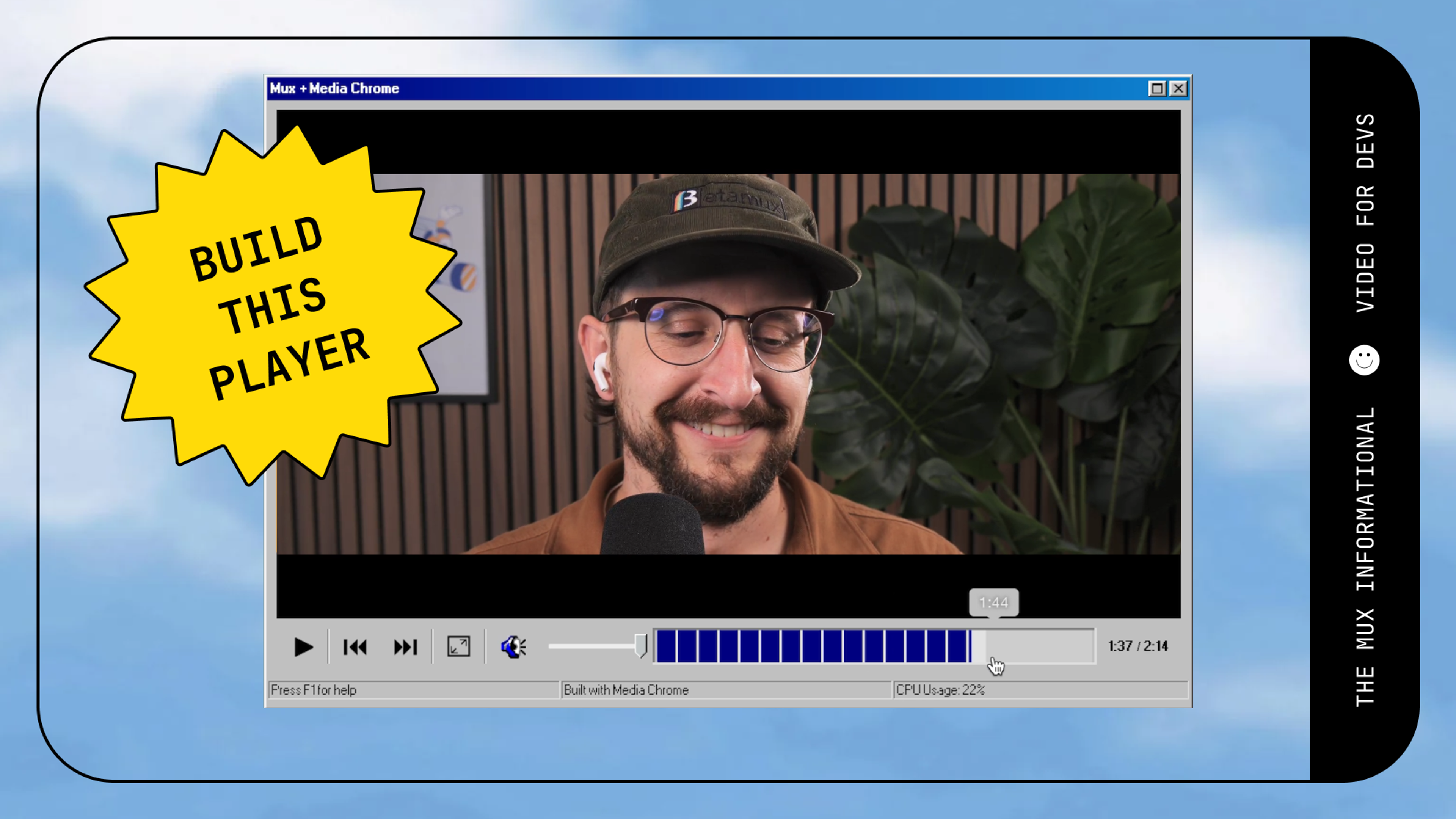 Dave in a retro style video player