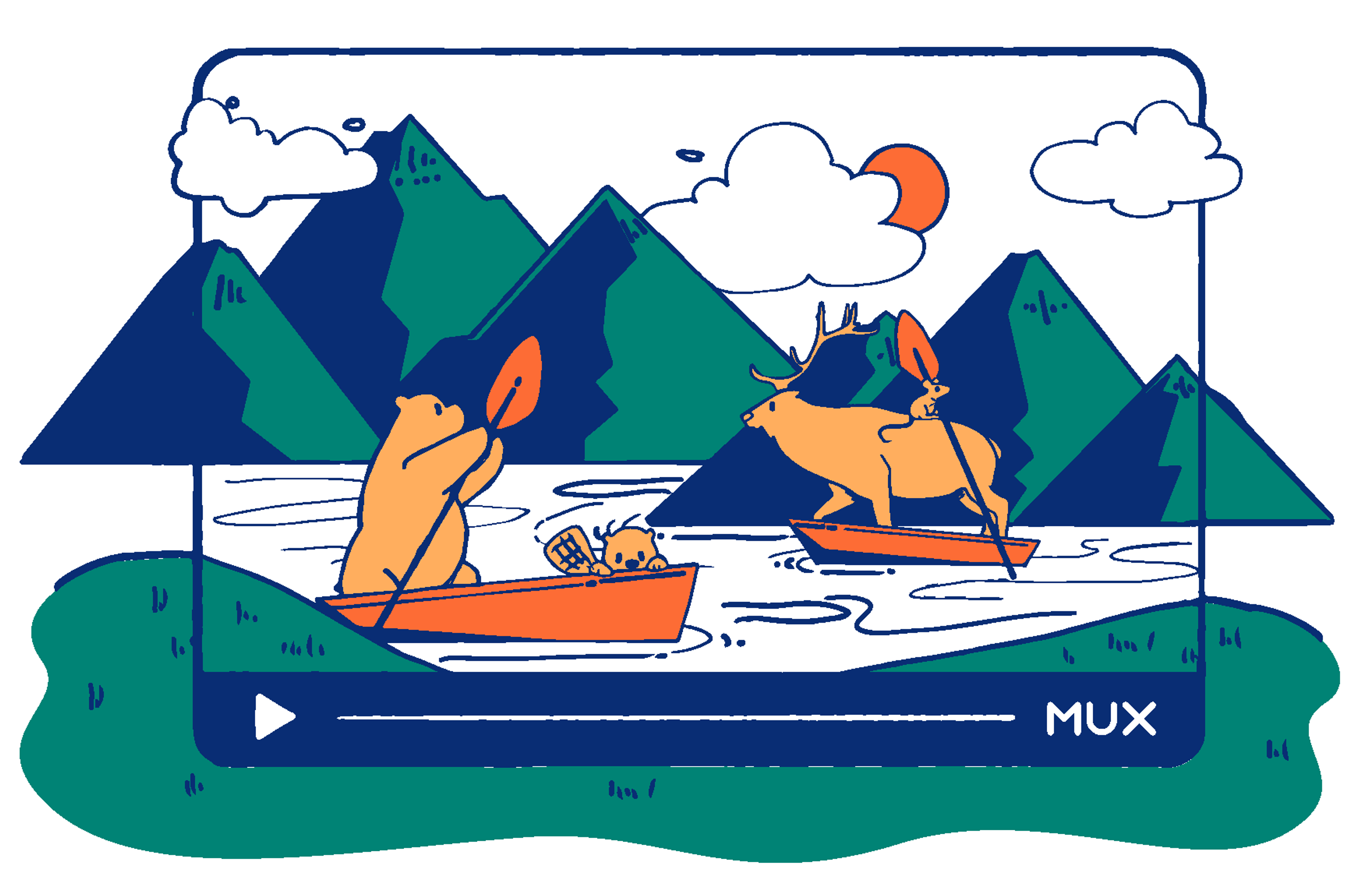 A mockup of custom Mux water bottles that were designed for CascadiaJS conference.