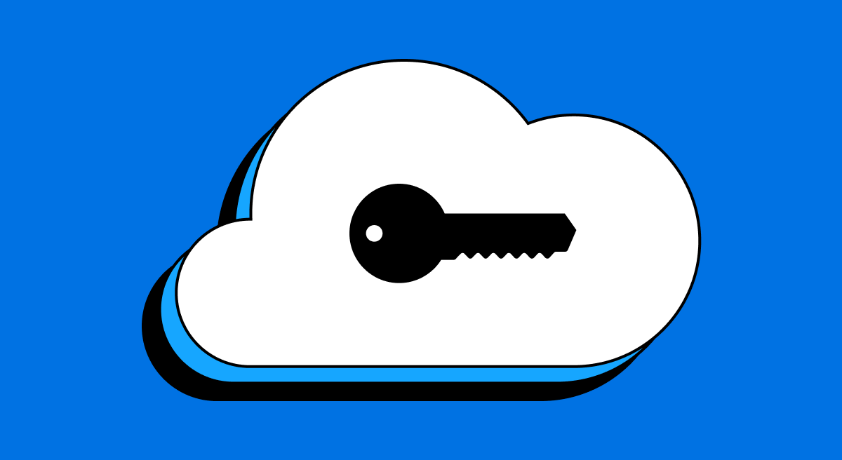 Key in cloud on a blue background