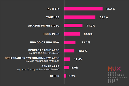 Mux Video Streaming Perceptions Report 2017 Most Used Streaming Services