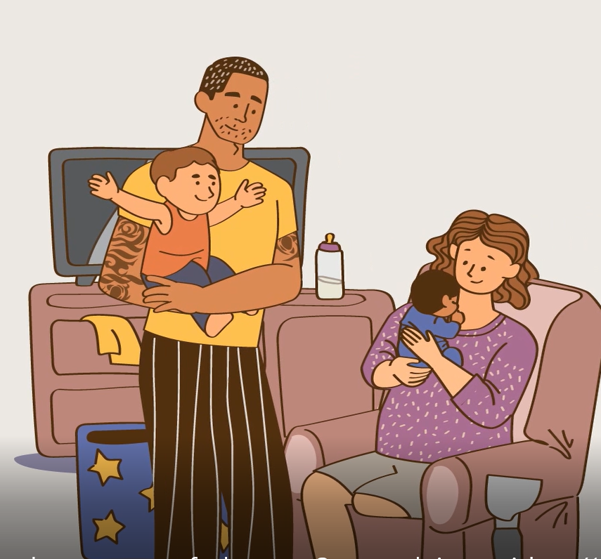 Illustration of mum, dad and their two children