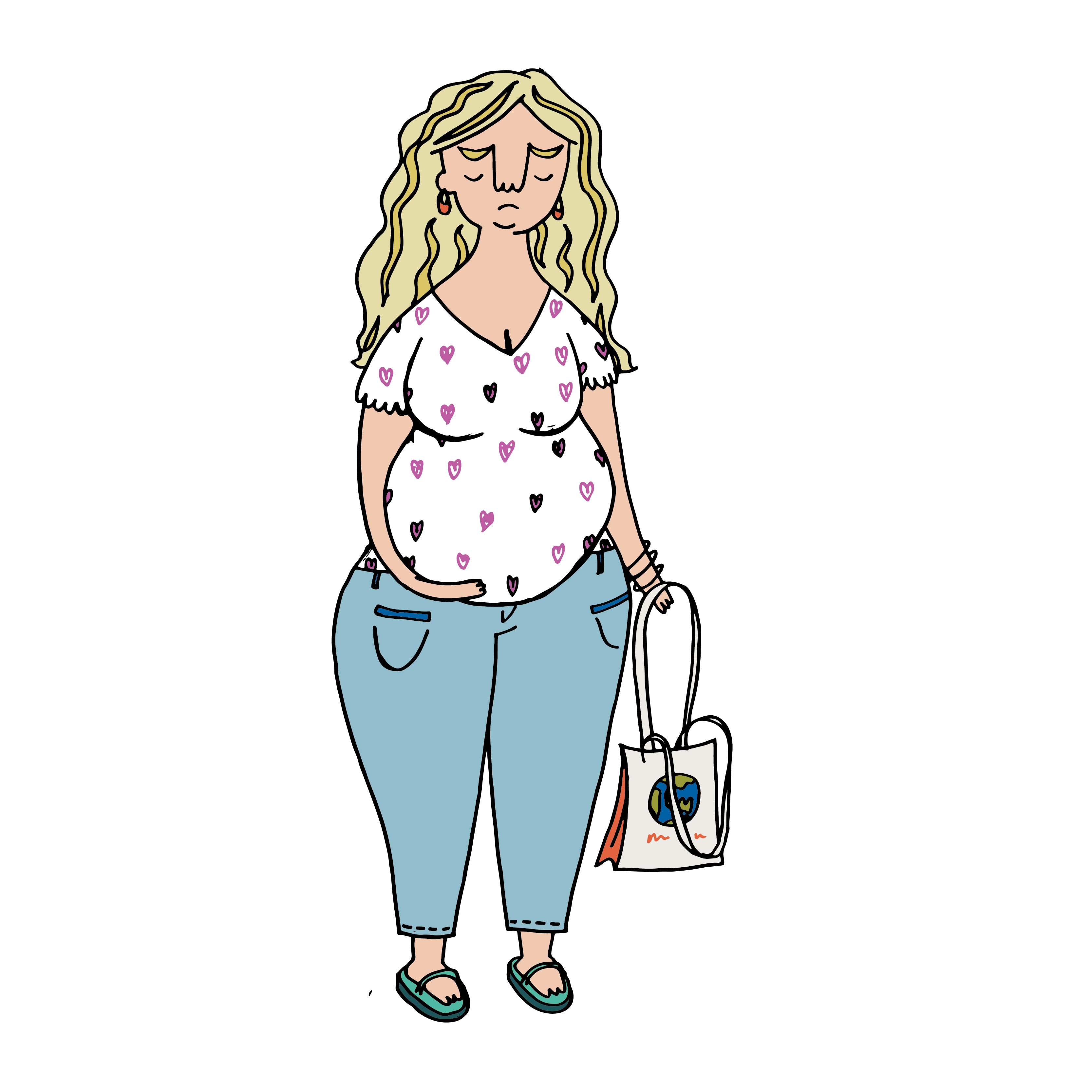pregnant mum looking uneasy