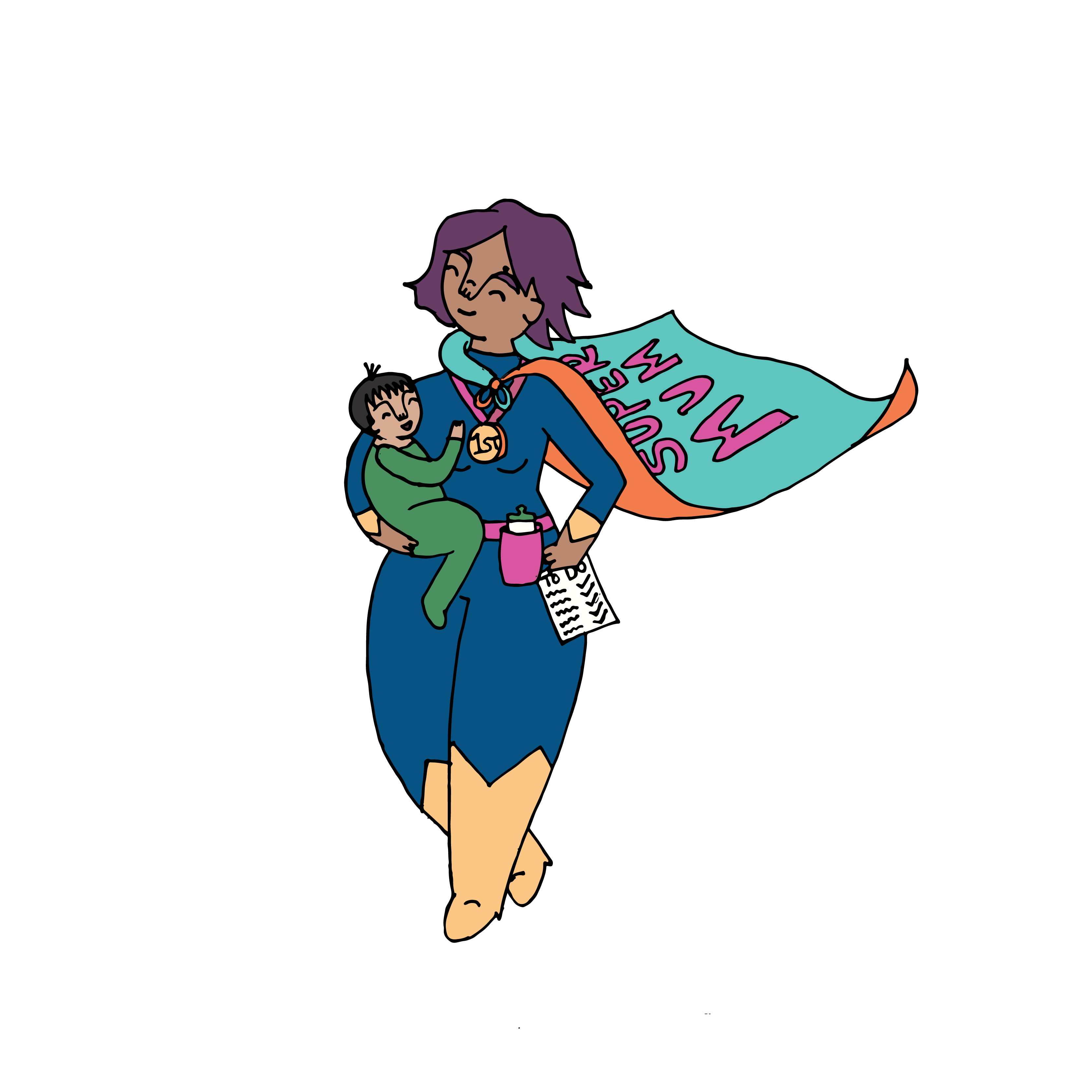 Superhero mum with a cape