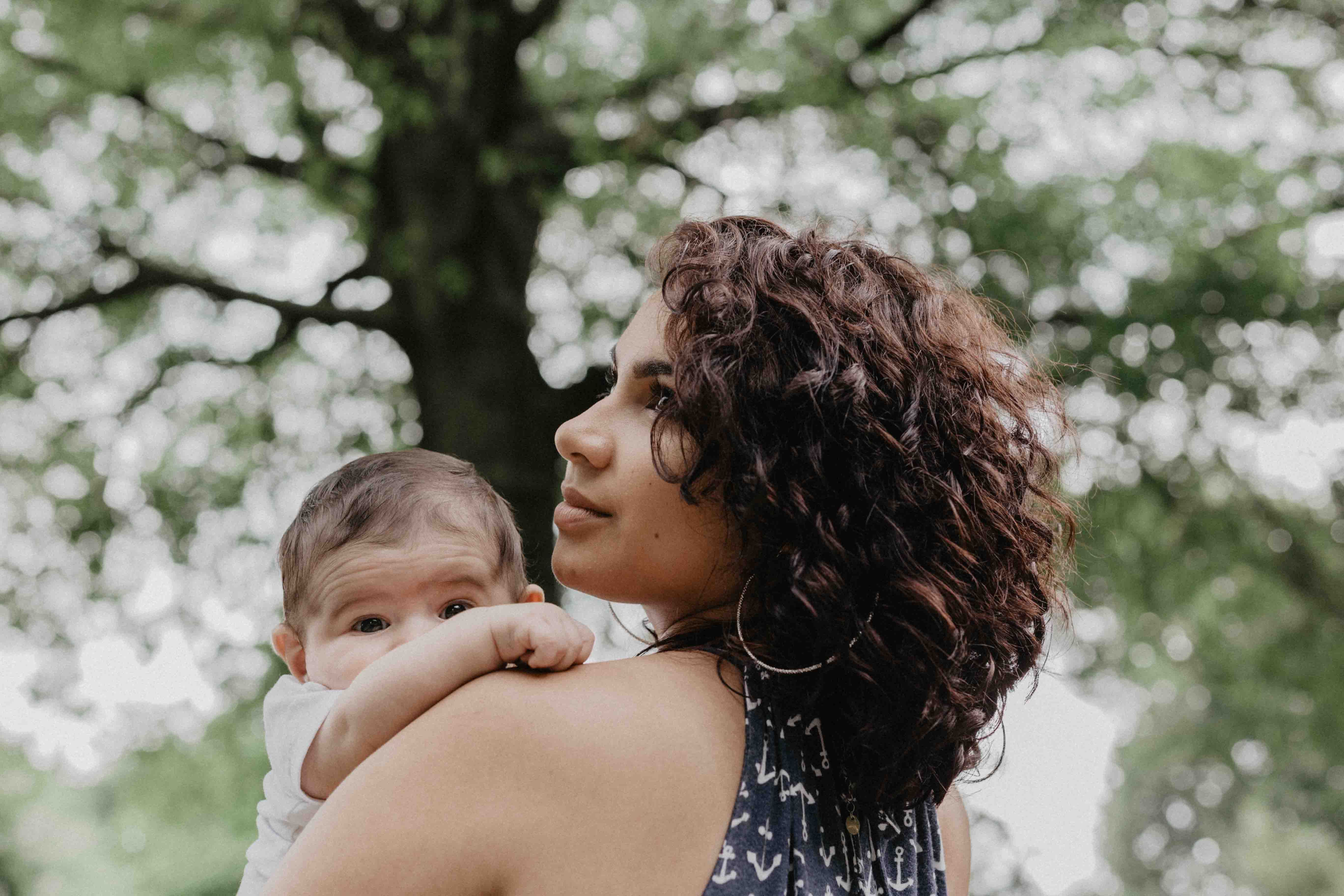 mum outside holding her baby