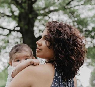 mum outside holding her baby
