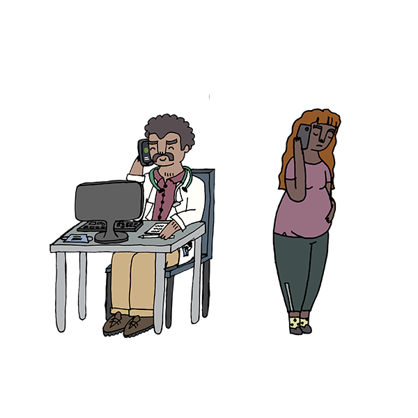 Mum on phone to doctor