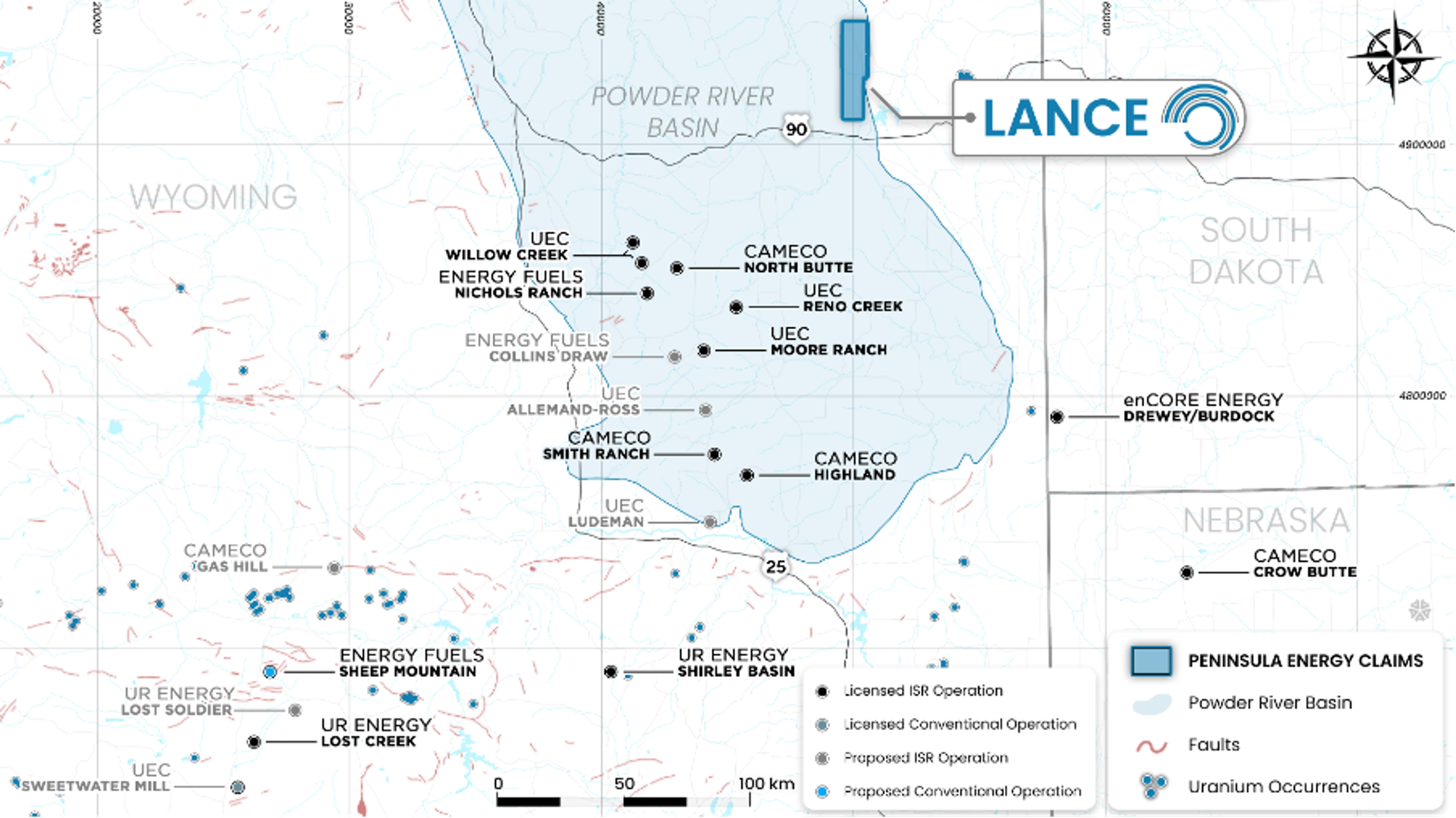 Lance Project location map, Wyoming, USA