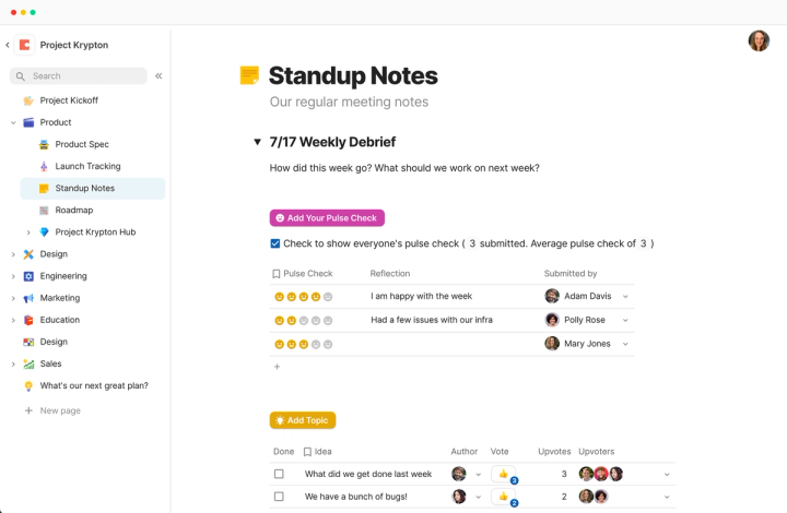 standup notes