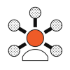 An icon of person at the center of a hub of information