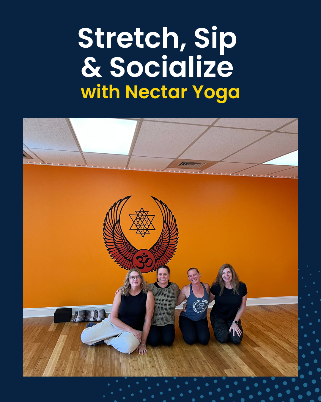 MCCC — Stretch, Sip & Socialize with Barre Yoga event slide