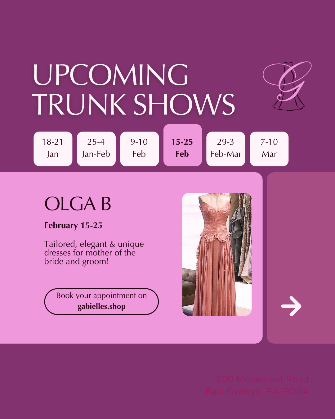 Gabrielle — Upcoming Trunk Shows, featured gown (slide 4)