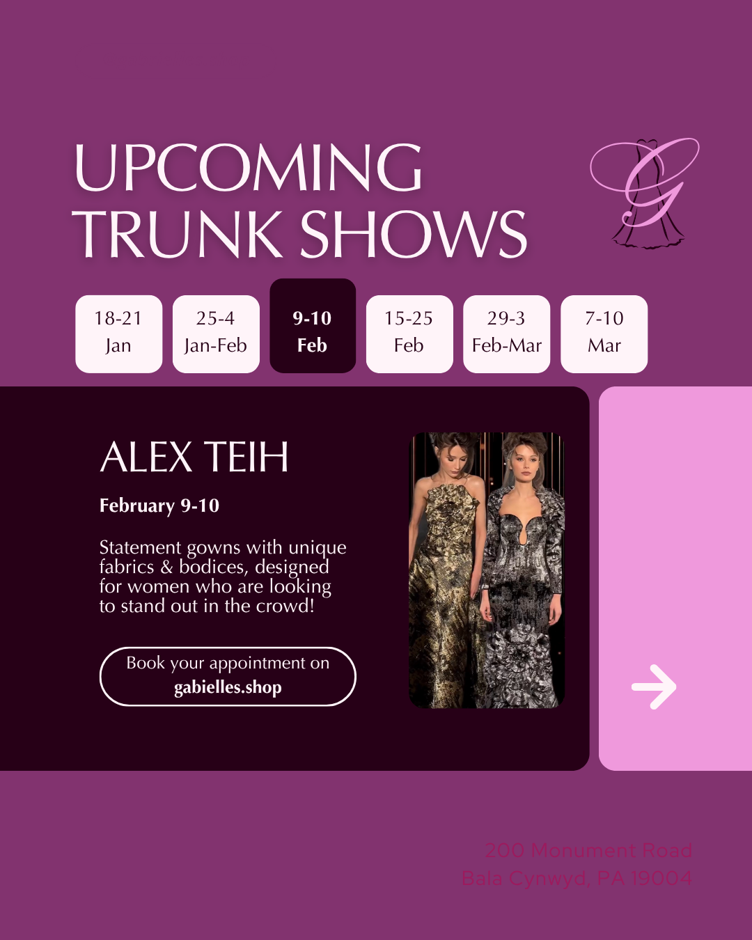 Gabrielle — Upcoming Trunk Shows, featured gown (slide 3)