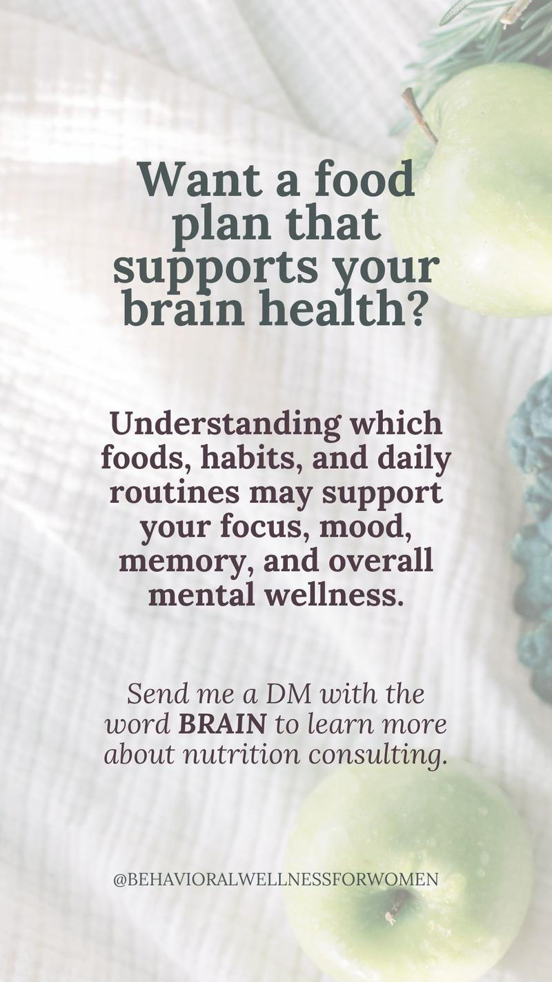 “Want a food plan that supports your brain health?” story closing CTA slide