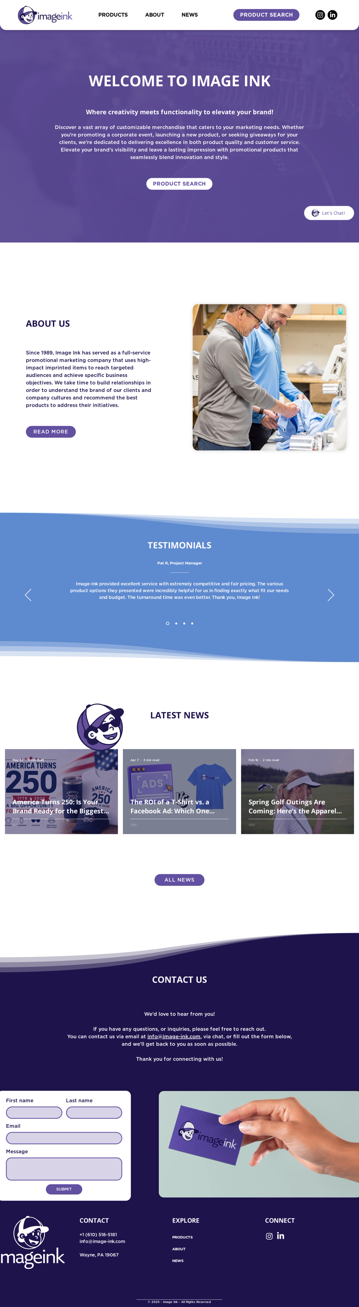 Image Ink website — homepage, desktop view