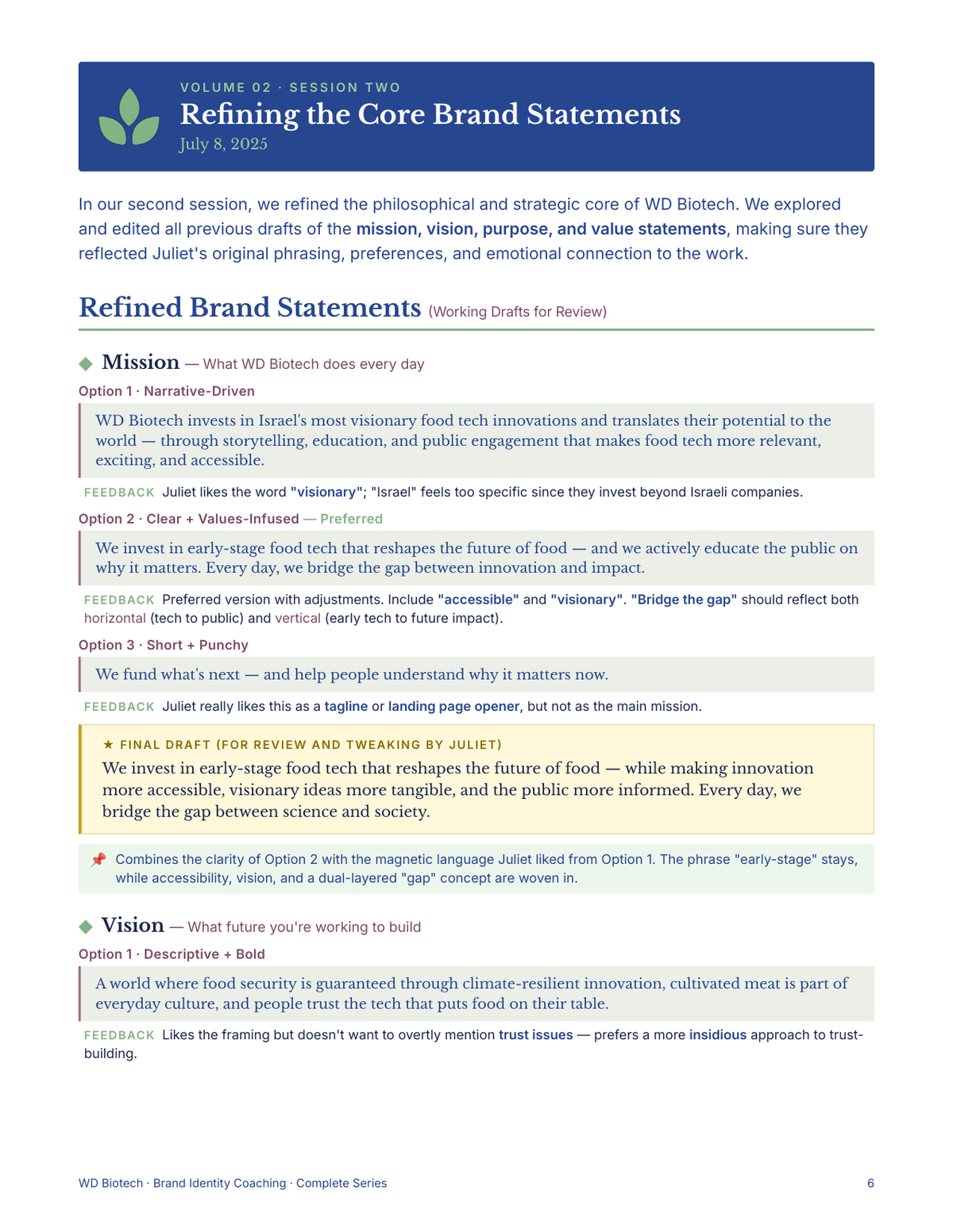 Brand Identity Coaching Report — page 6