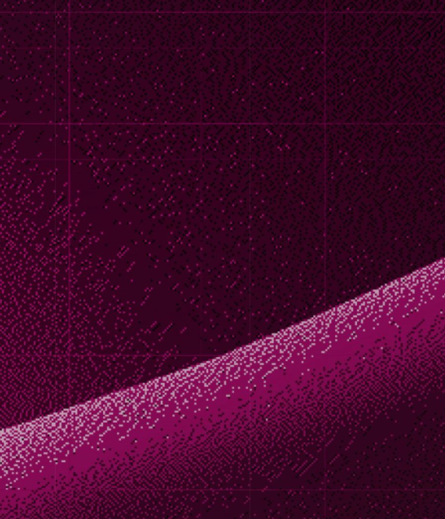 Abstract magenta dithered artwork for the BI vs AI gateway article