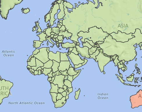 a map of the world showing the atlantic ocean and the indian ocean