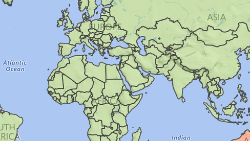 a map of the world showing the atlantic ocean and the indian ocean