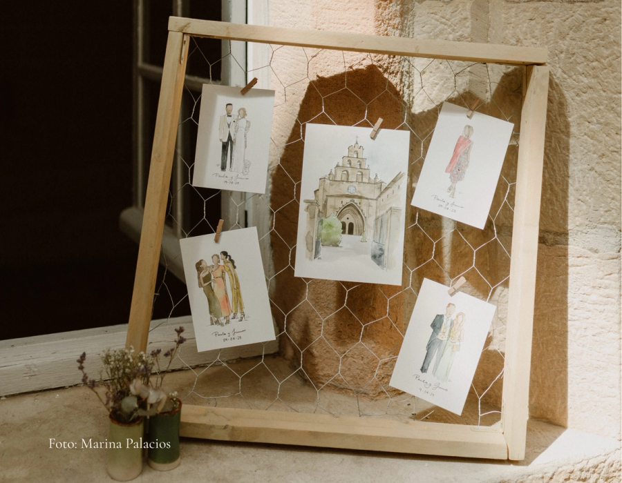Acuarelas de los invitados y lugar
