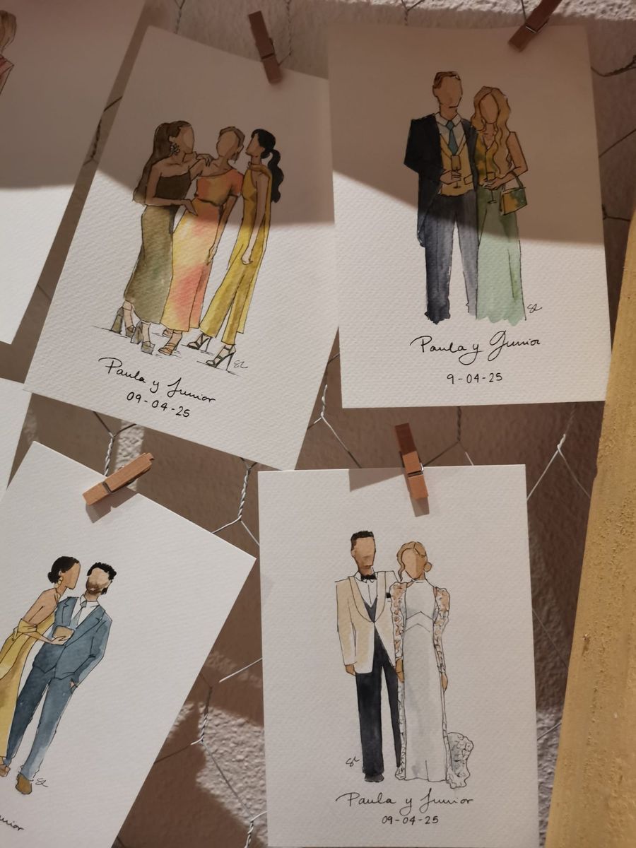 Retratos de invitados en acuarela