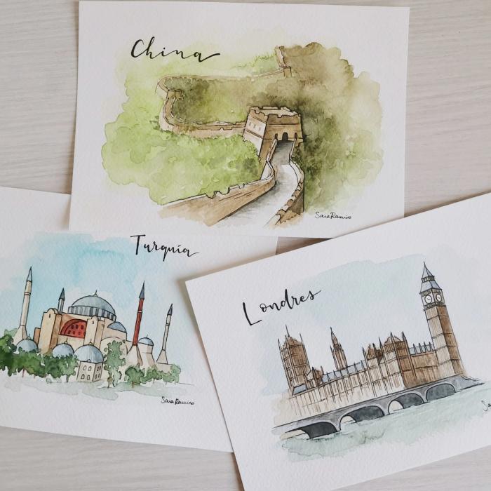 Acuarelas de China, Turquía y Londres