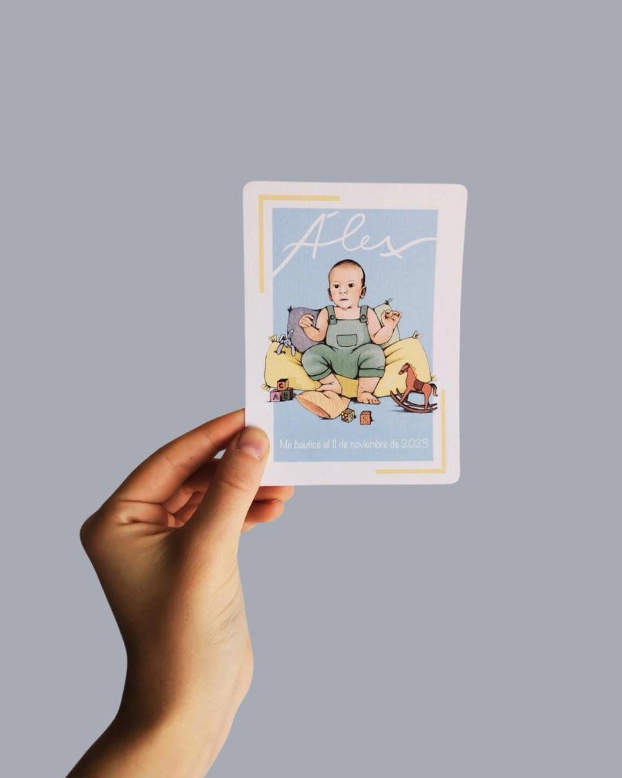 Recordatorio de bautizo personalizado de Álex