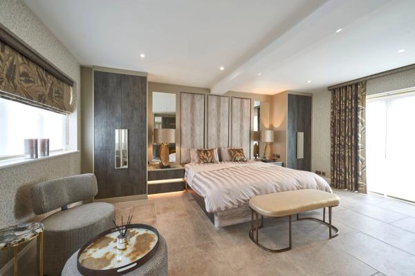 Guest bedroom with bespoke furniture