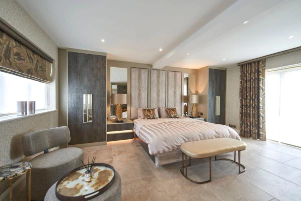 Guest bedroom with bespoke furniture