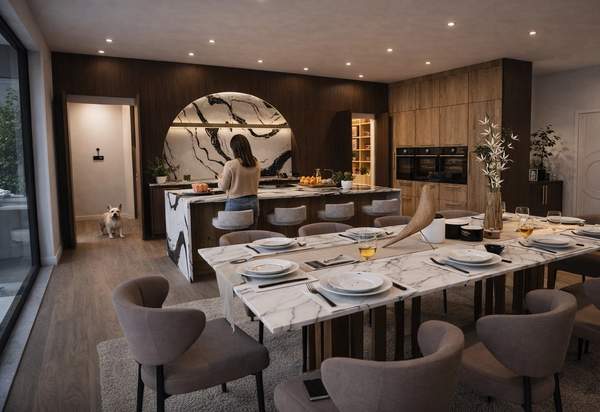 3D design render of a bespoke fitted room
