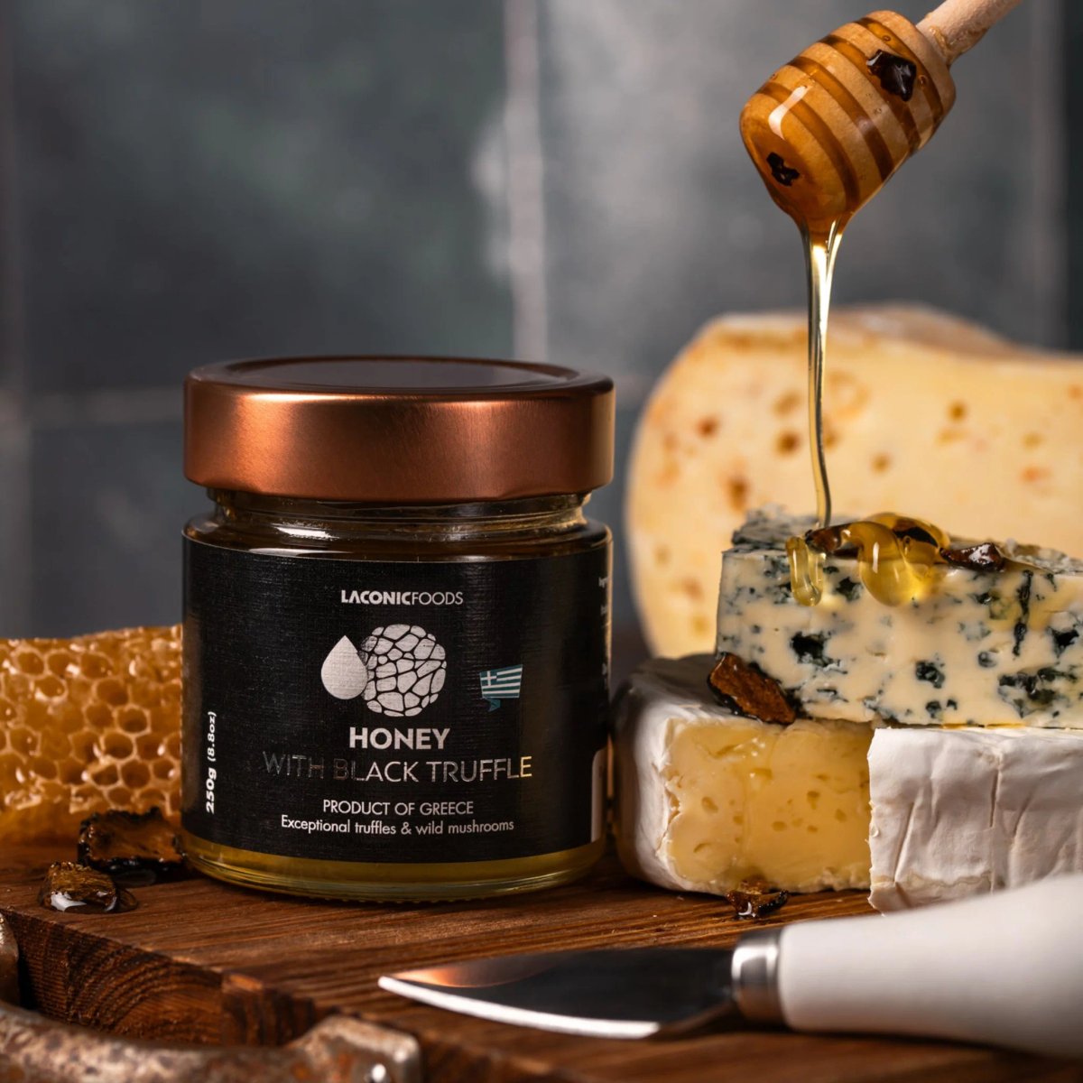 Local cheeses and artisan honey