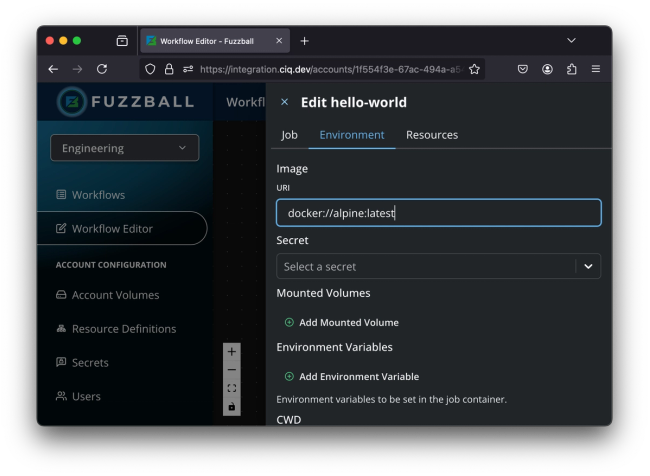 Fuzzball allows you to define the infrastructure and resources for your workflow, right down to instance sizing and storage volumes.