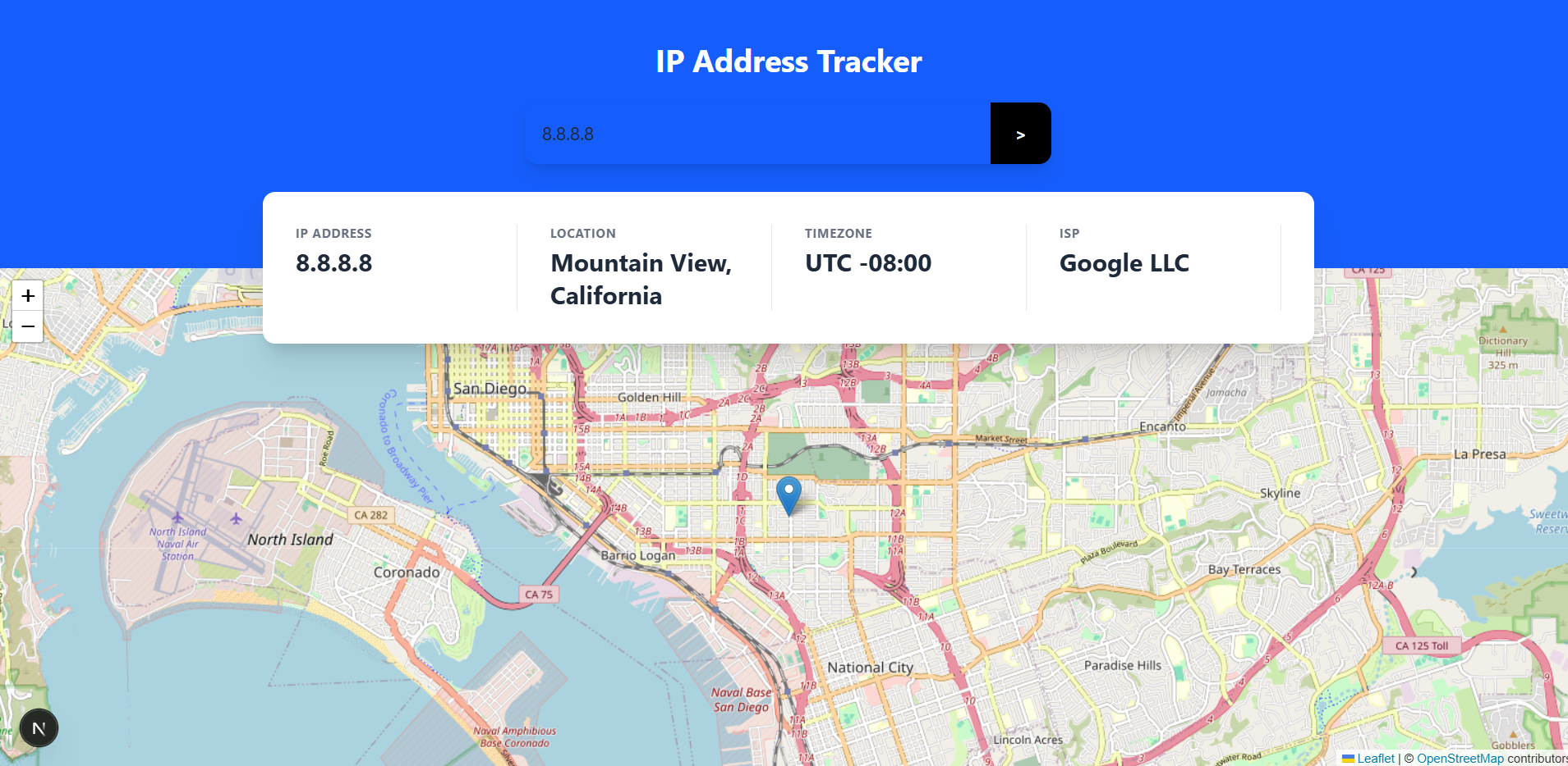 Homepage de IP Tracker