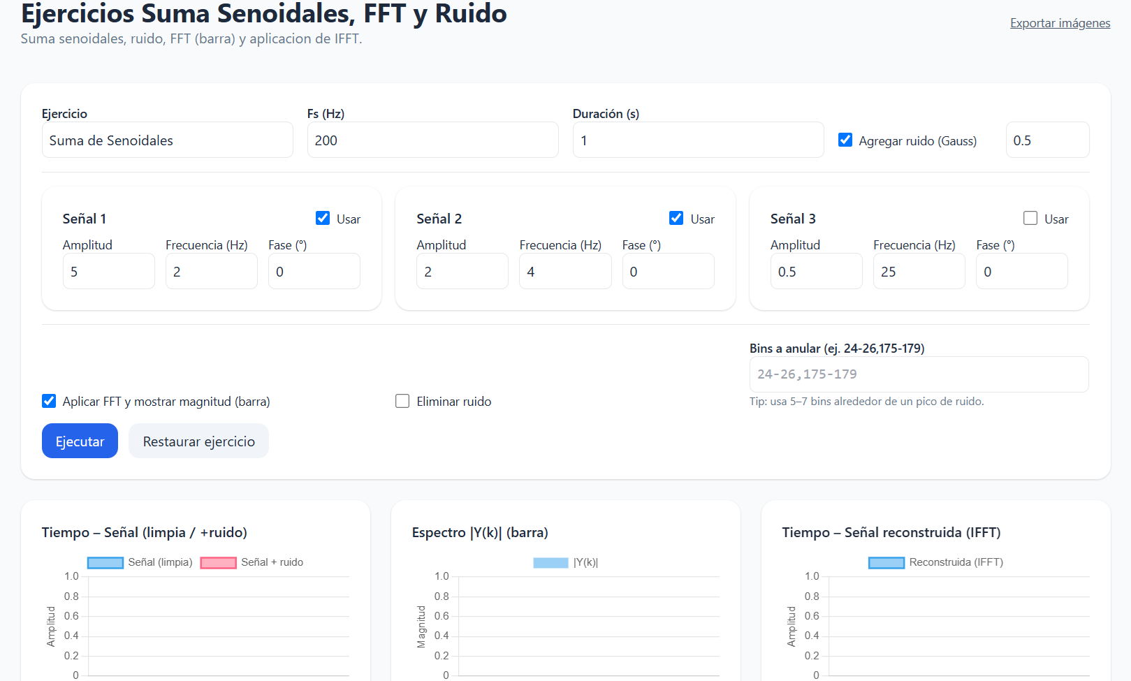 Pagina de inicio de Suma Senoidales