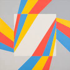 Quadratisches Bild mit Schrägen, in das ein helleres Quadrat eingeschrieben ist, durch das sich die Schrägen weiter ziehen.