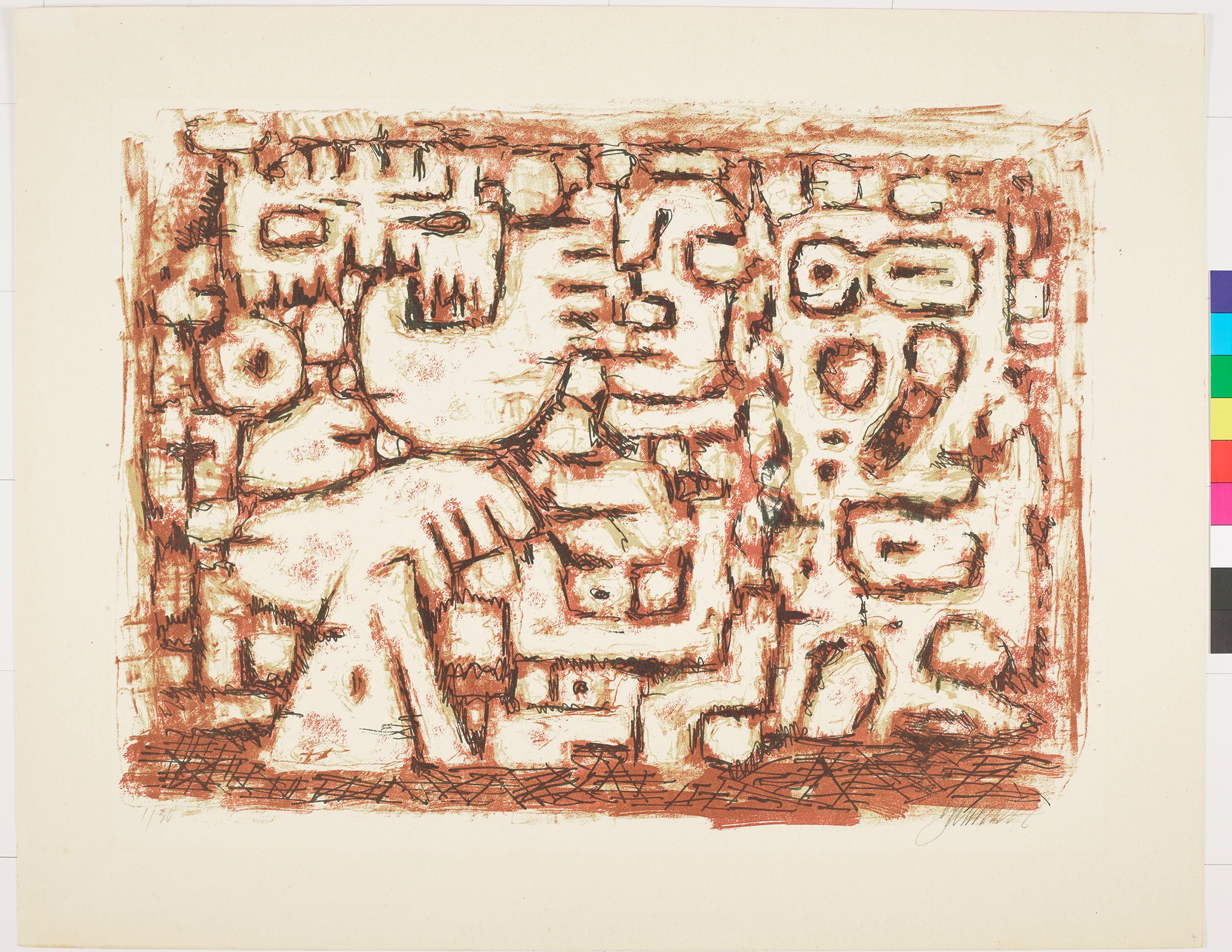 Abstraktes Bildmotiv mit geometrischen Formen (Kreise, Dreiecke, Vierecke).