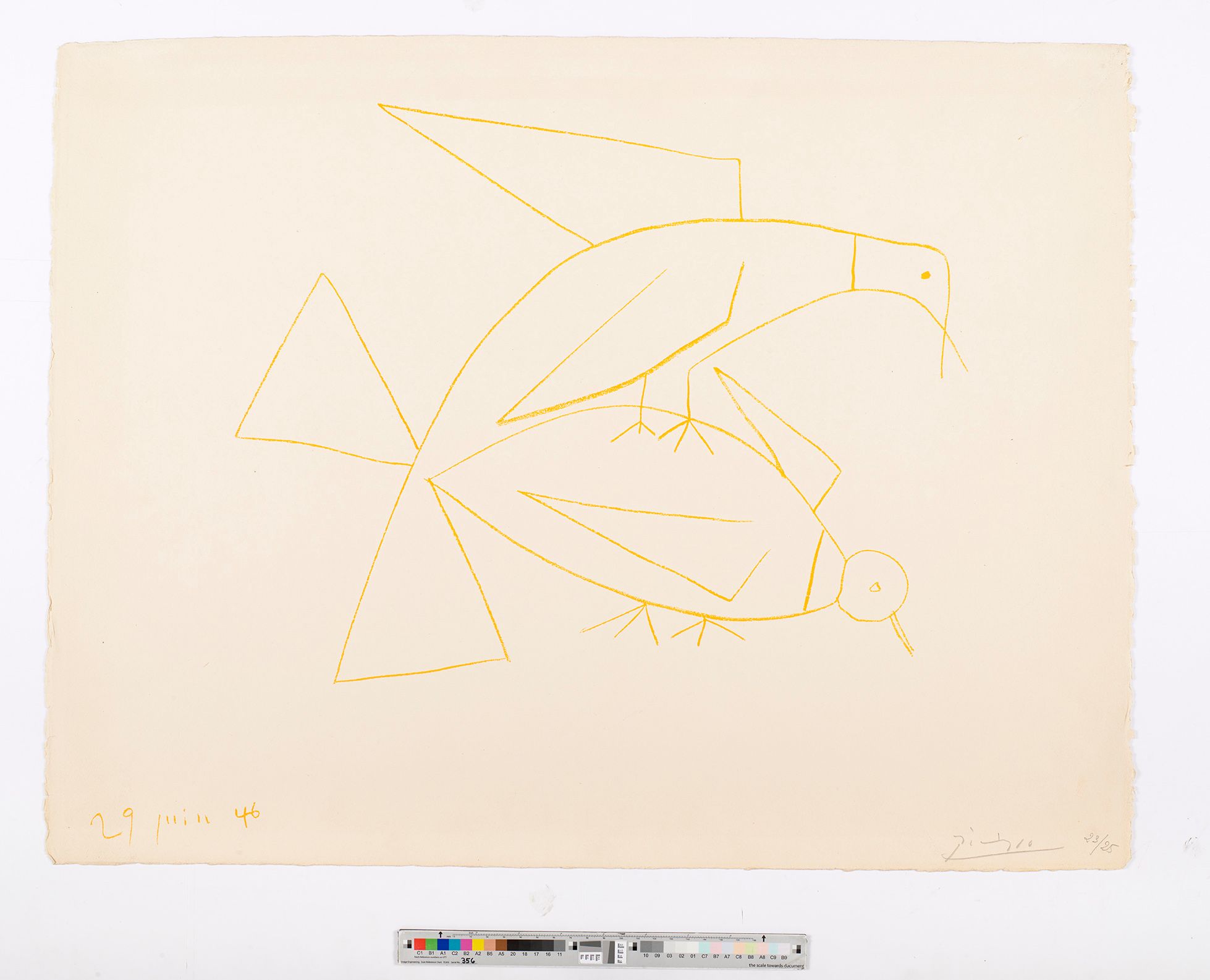 Abstrakte Skizze von zwei Tauben. Die Tauben sind gerade dabei sich zu paaren. 