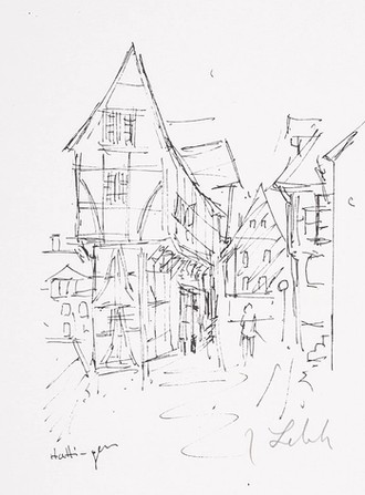 Skizze des Bügeleisenhauses in Hattingen.