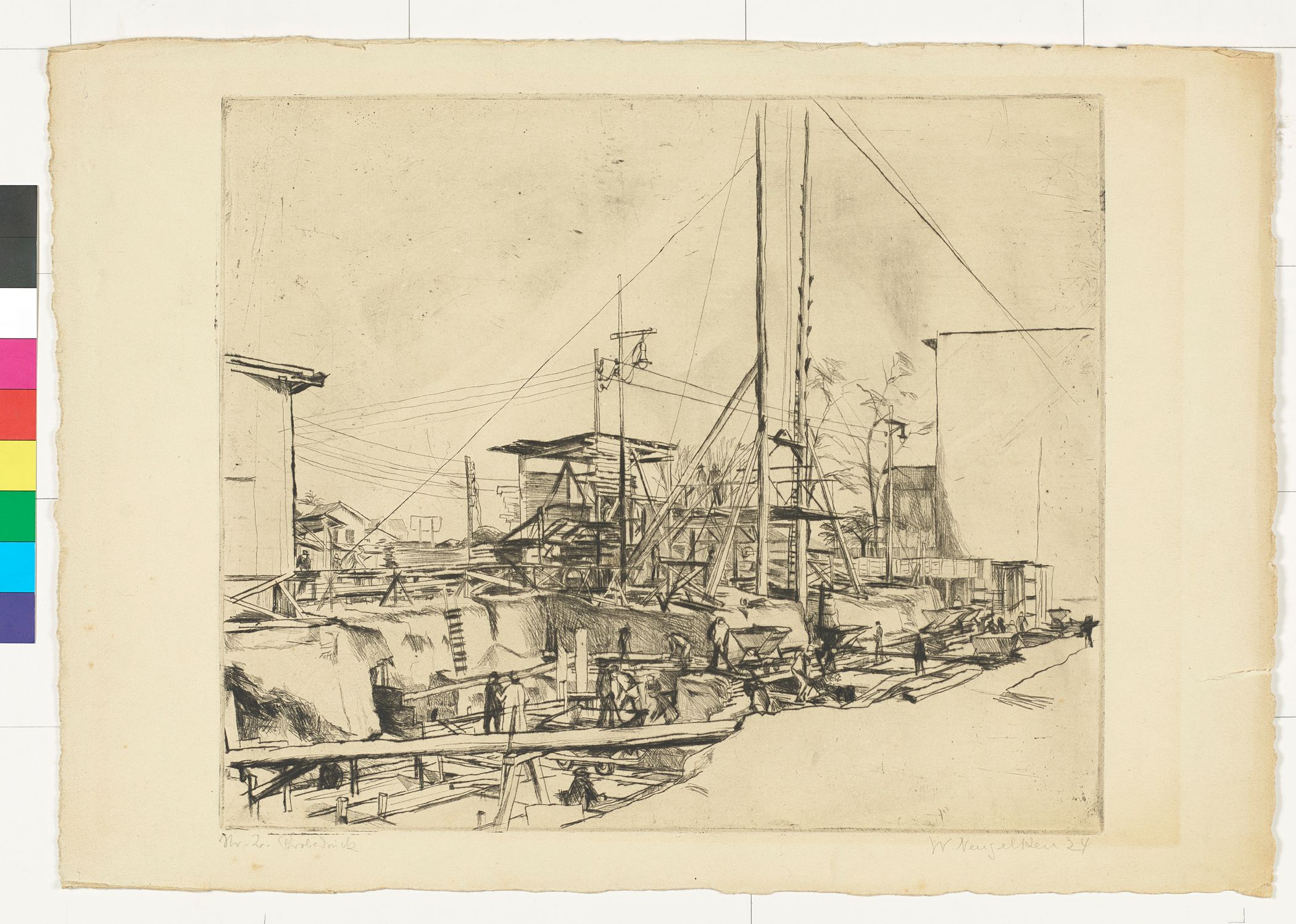 Blick auf die Baugrube des Hans-Sachs-Hauses.