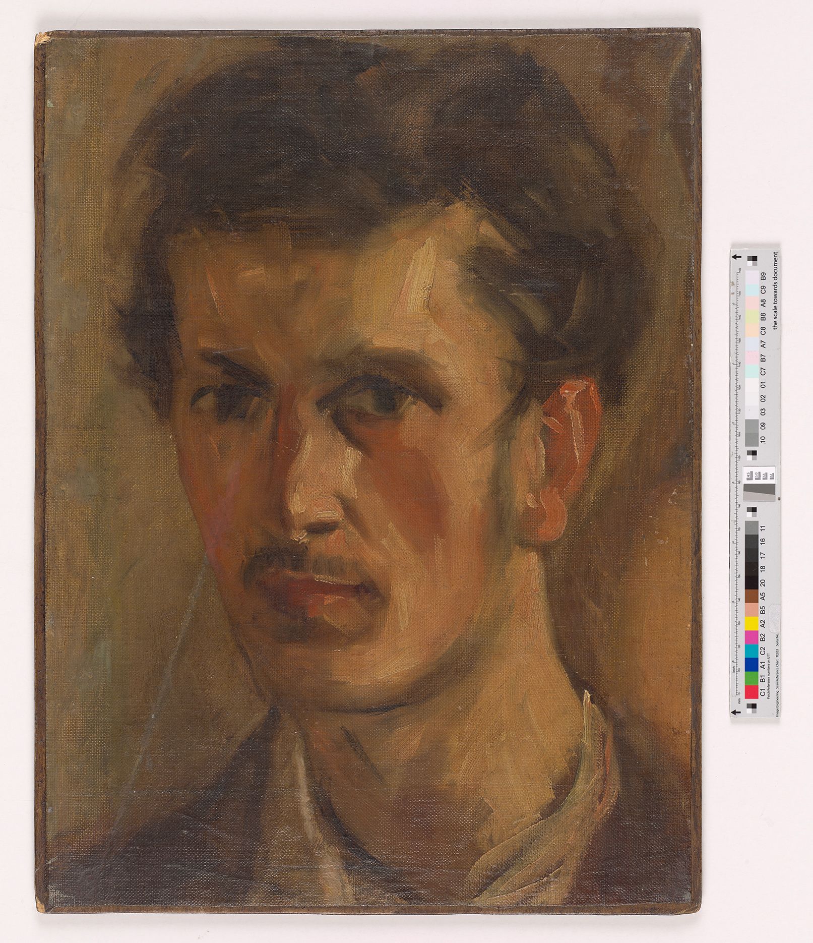 Auf dem Bildträger ist das Selbstportrait des Künstlers zu erkennen.