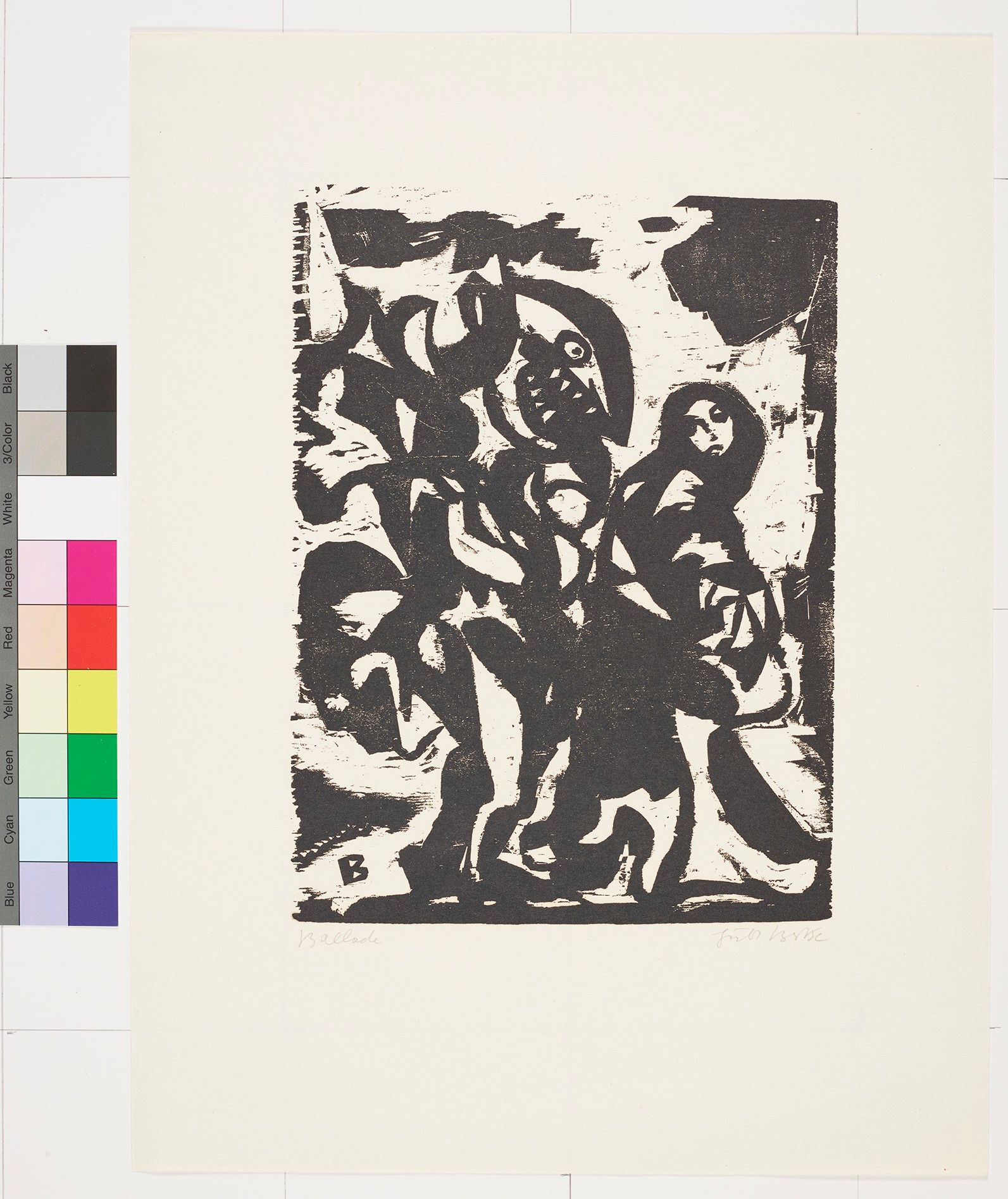 Abstraktes Bildmotiv von einer Teufel Figur und einer Frau.