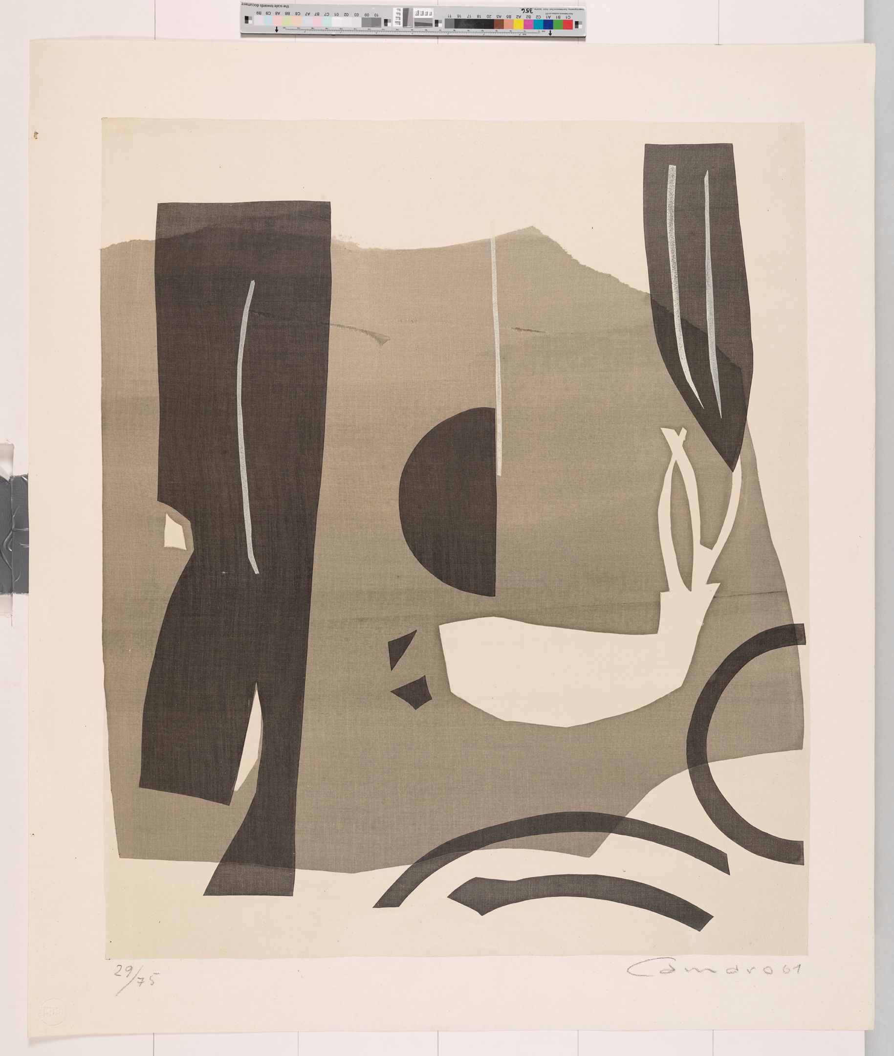 Abstraktes Bildmotiv mit runden und eckigen Formen.