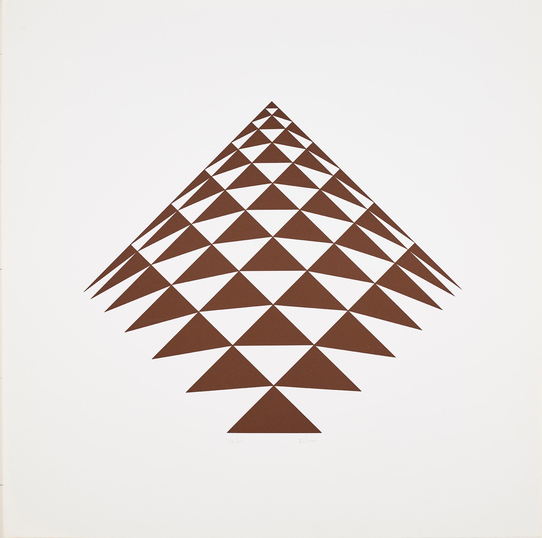 Optic Art. Weiße und braune Dreiecke, die eine Diagonale bilden.