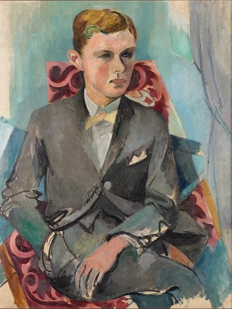 Gemälde. Portrait des jungen Max Vautier. Vautier trägt einen Anzug und sitzt. Sein Blick ist nach rechts gerichtet.