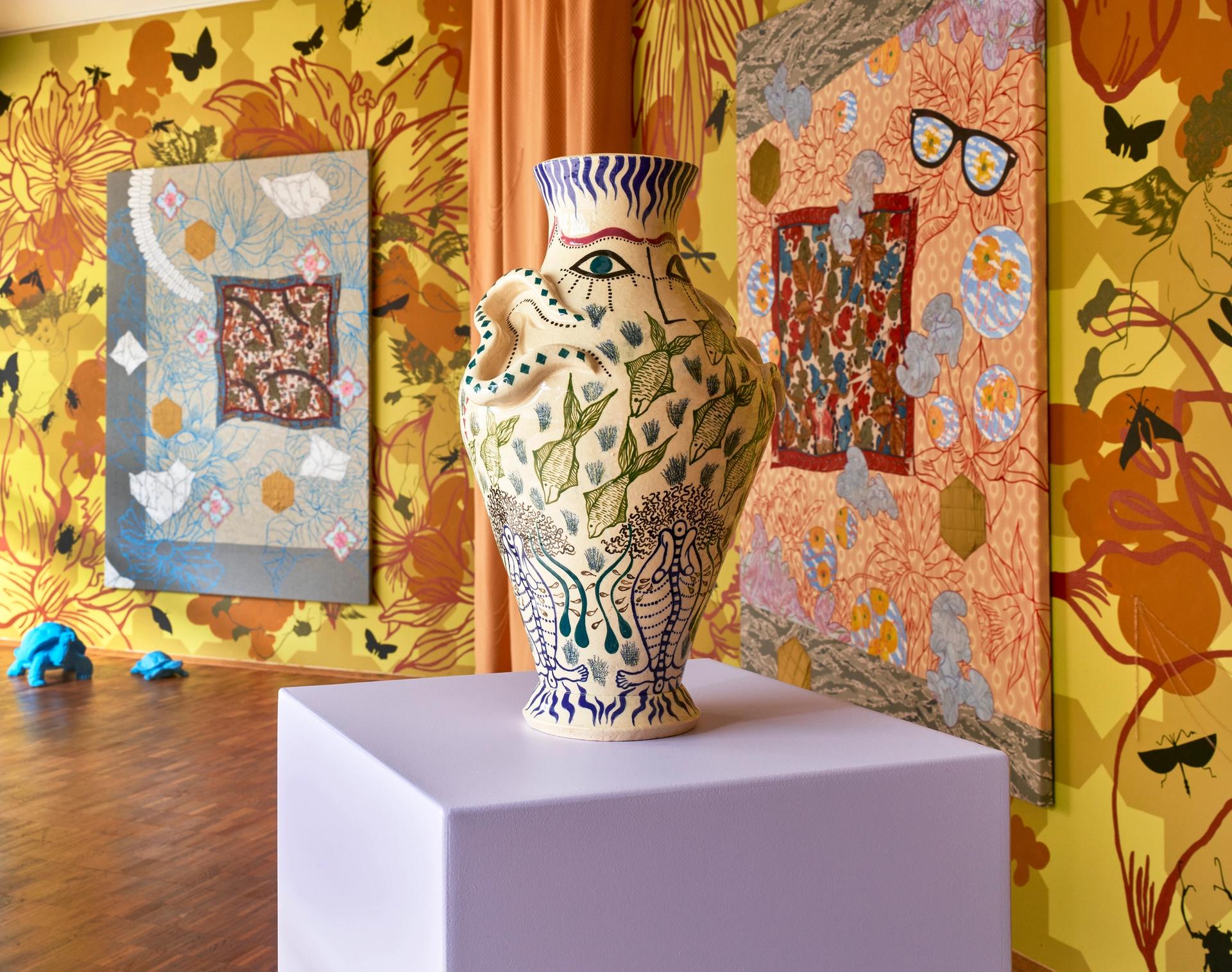 Liquid Grids, Ausstellungsansicht Kunstmuseum Gelsenkirchen, 2025, © Nadira Husain, Foto: Studio Kukulies, Düsseldorf