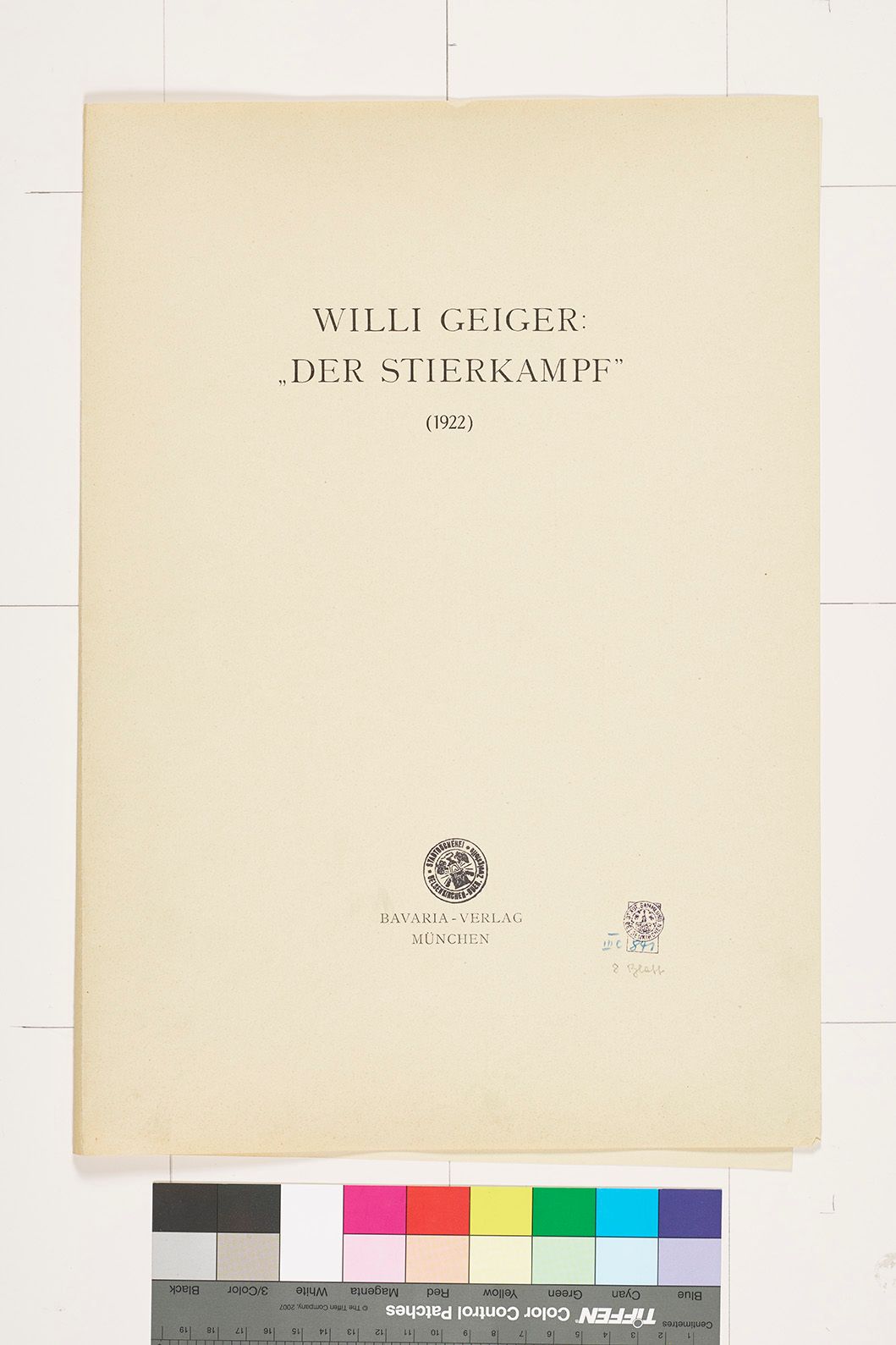 Mappen Titelblatt. Mit Titel und Künstlername.