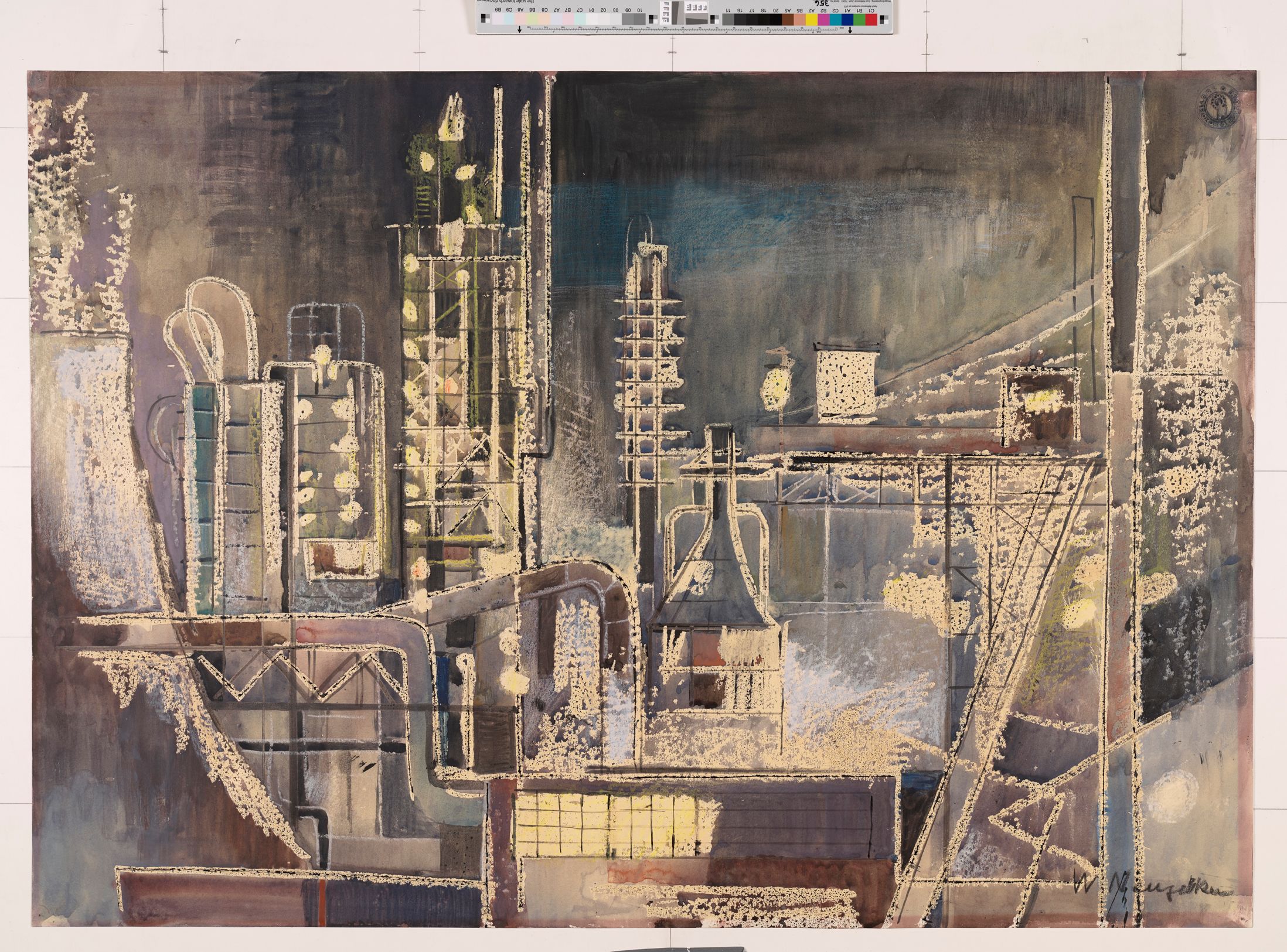 Silhouetten von Industriegebäuden