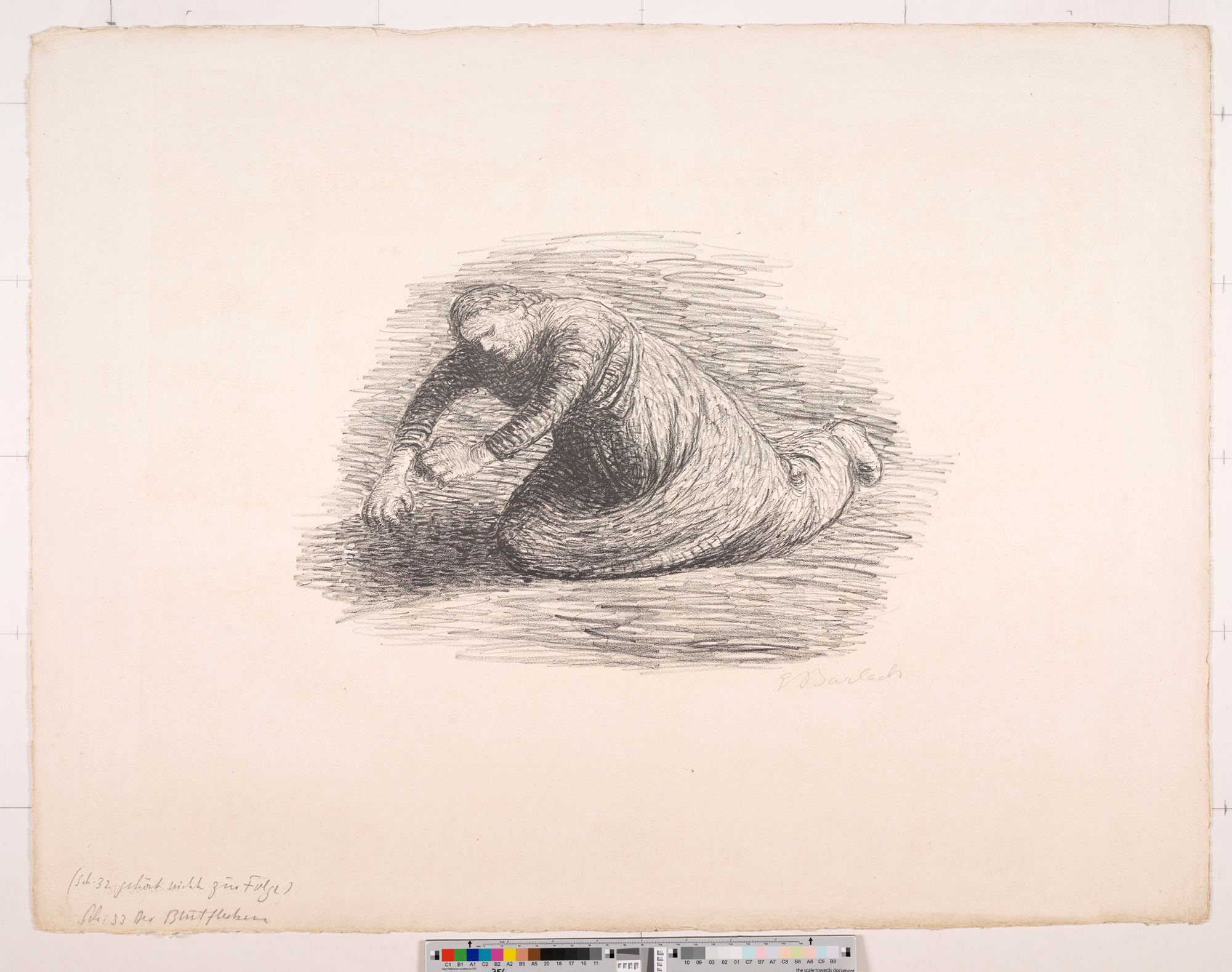 Zeichnung. Knieende Frau.